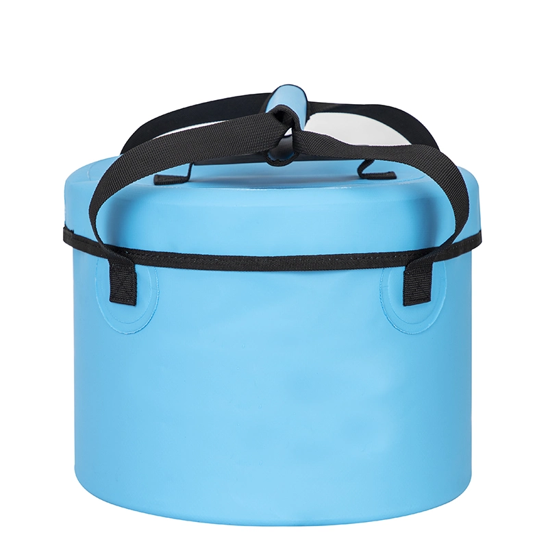 Foldable PVC Bucket Outdoor Camping Fishing Multi-Purpose Wear-Resistant Tear-Resistant Water Bucket with Zip Cover
