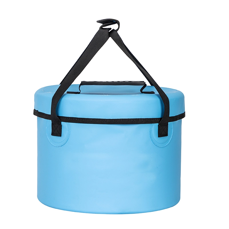 Foldable PVC Bucket Outdoor Camping Fishing Multi-Purpose Wear-Resistant Tear-Resistant Water Bucket with Zip Cover