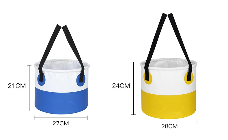 13L Multifunctional Portable Folding PVC Bucket Easy Carry Waterproof Stitching Color Storage Bag Water Container for Outdoor Camping Live Fishing