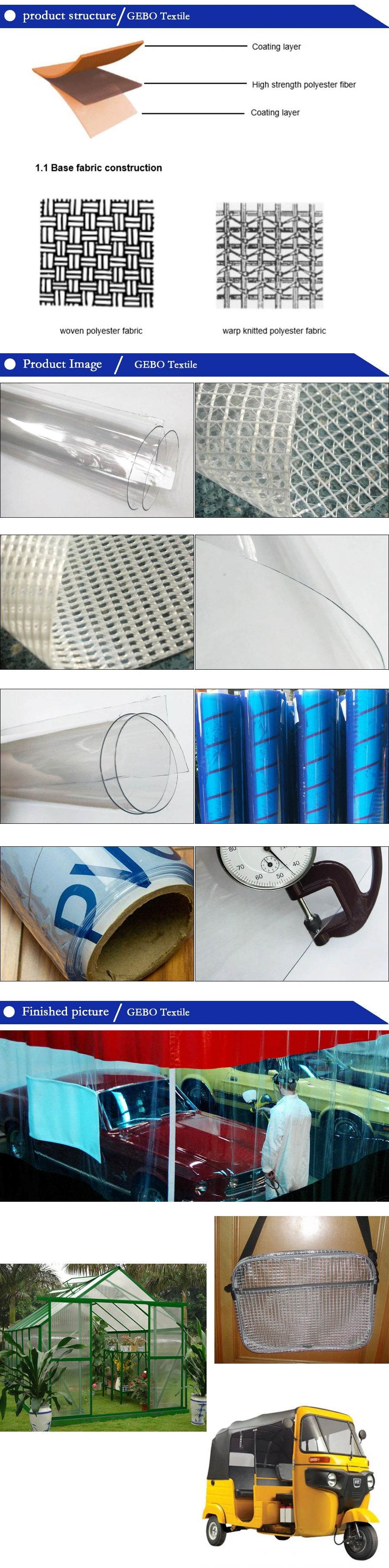 PVC Laminated Fabric Transparent Mesh Tarpaulin for Bag