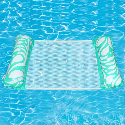 Yx-114 Gemusterter aufblasbarer PVC-Schwimmstuhl für Schwimmbecken, Netz, schwimmende Liegereihe – Cyan