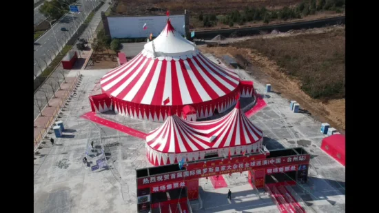 30 m großes Outdoor-Zelt mit Polygonrahmen und PVC-Beschichtung für den Zirkuspark